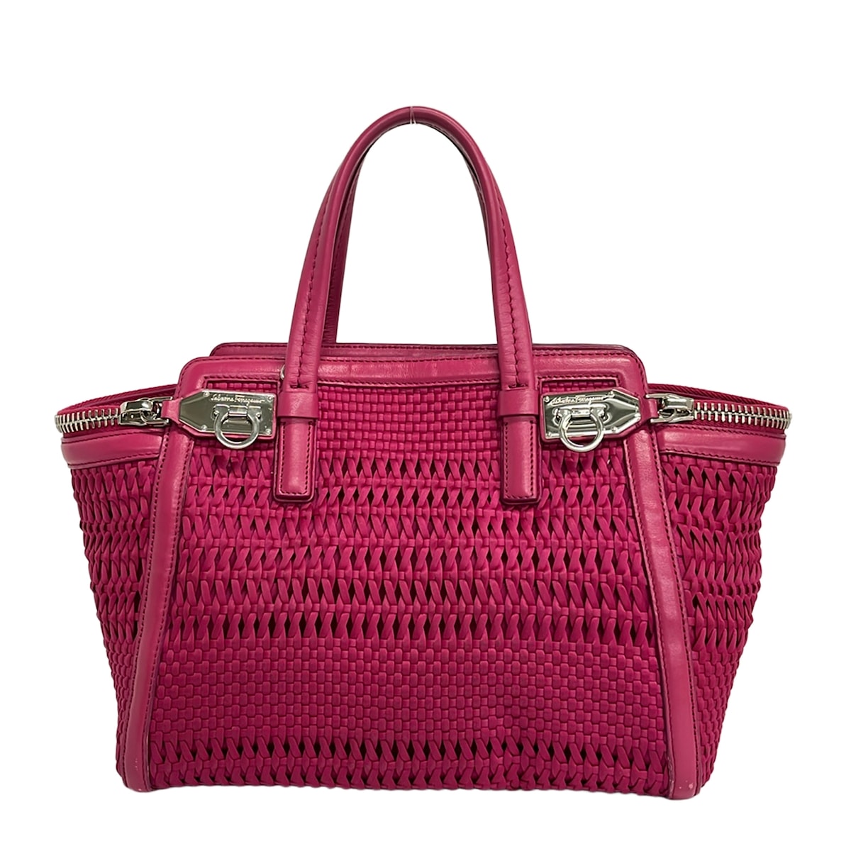 Salvatore Ferragamo Gancini Handbag Satin Leather